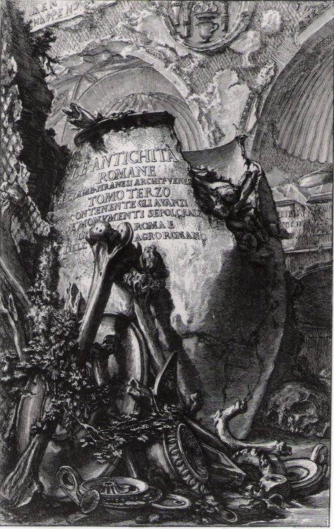 frontespizio tomo III delle antichit&agrave; romane (stampa, serie) di Piranesi 